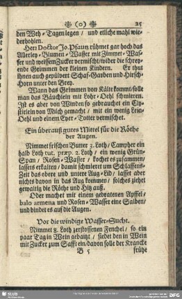 Ein überauß gutes Mittel für die Röthe der Augen