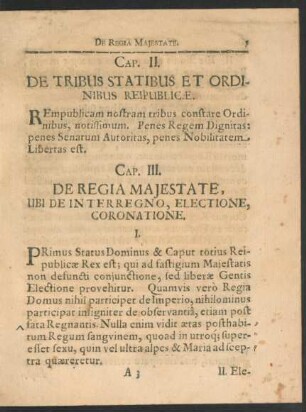 Cap. II. De Tribus Statibus Et Ordinibus Reipublicae.