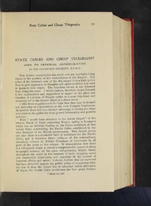 State Cables and Cheap Telegraphy. Aids to Imperial Consolidation.