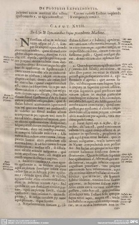 CAPUT XVIII. De Usu & Operationibus hujus praecedentis Machinae.