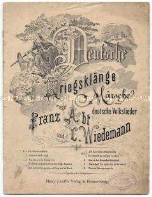 Text-Noten-Heft aus dem Ersten Weltkrieg mit deutschen Volksliedern und Märschen