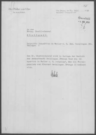 Weiler/Helfenstein: Inspektionsbericht 1958