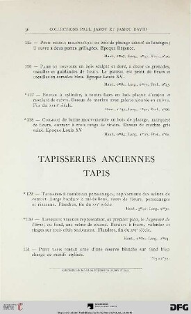 Tapisseries anciens – Tapis (Nr. 129-131)