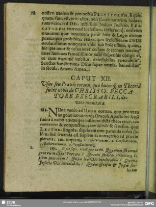 Caput XII. Usus seu Praxis eorum, quae hucusq[ue] in Theoria fuere nobis de Christo. Peccatore Execrabili, devote meditata