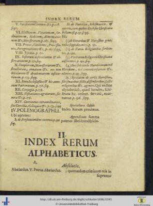 Index rerum alphabeticus.