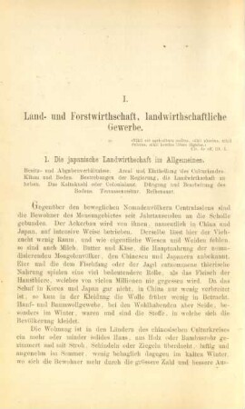 I. Land- und Forstwirthschaft, landwirthschaftliche Gewerbe
