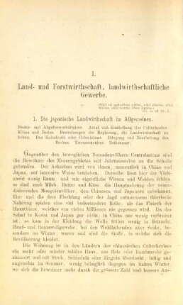 I. Land- und Forstwirthschaft, landwirthschaftliche Gewerbe