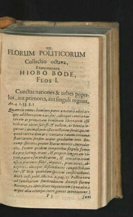 Collectio octava. Respondente Hiobo Bode.