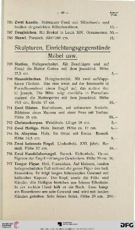 Skulpturen, Einrichtungsgegenstände, Möbel usw. (Nr. 789-883)