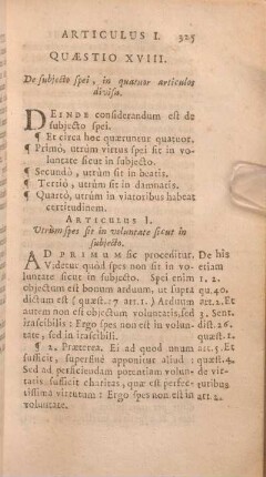 Quaestio XVIII. De sibkectp spei, in quatuor articulos divisa. .