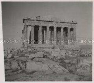 Wehrmachtssoldaten, Athen, Akropolis, Der Parthenon-Tempel vom Westen her gesehen