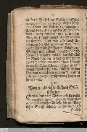 XVI. Von unzweiffentlichen Missethaten.
