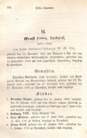 VI. Ernst Ludwig, Landgraf, 1678-1739
