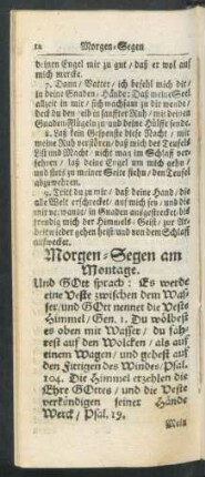 Morgen-Segen am Montage