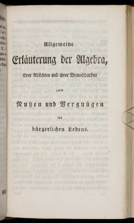 Allgemeine Erläuterungen der Algebra. Anhang. Erster bis Dritter Zusatz.