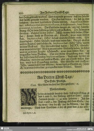 Am Dritten Christ-Tage : Die Erste Predigt