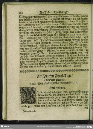 Am Dritten Christ-Tage : Die Erste Predigt
