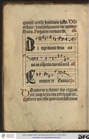 Antiphona: Dirige domine. Antiphona: Convertere. Psalmus: Domine ne in furore tuo...