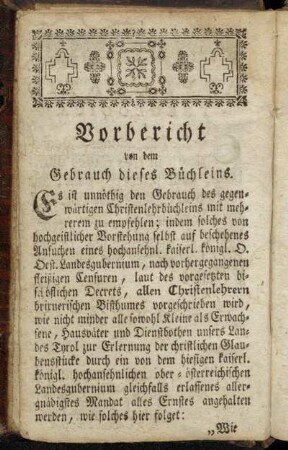 Vorbericht von dem Gebrauch dieses Büchleins.