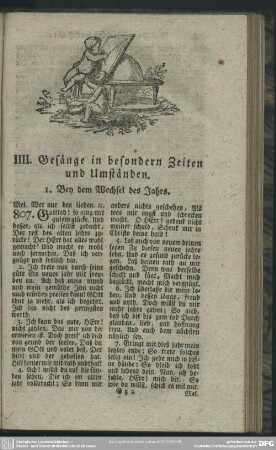 IIII. Gesänge in besondern Zeiten und Umständen