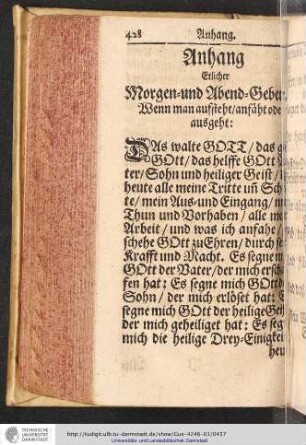 Anhang Etlicher Morgen- und Abend-Gebeter