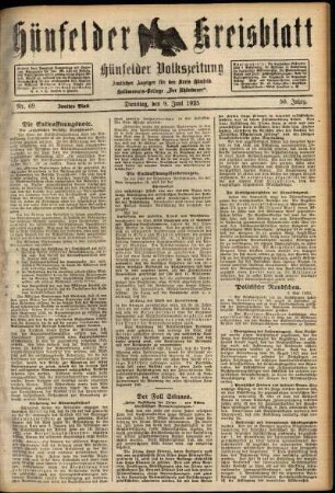 Zweite Ausgabe vom Dienstag, den 09. Juni 1925.