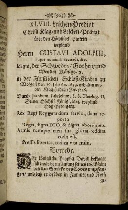 XLVIII. Herrn Gustavi Adolphi ... Magni, der Schweden/ Gothen/ und Wenden Königs/ [et]c.