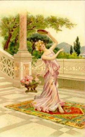 Postkarte mit tanzender Muse