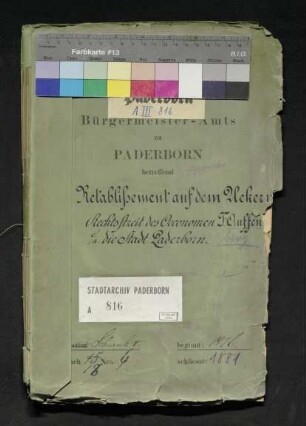 Retablissement auf dem Ükern: Rechtsstreit des Ökonomen Franz Auffenberg gegen die Stadt Paderborn
