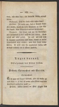 Tages darauf. Schlafgemach des Ritter Festus