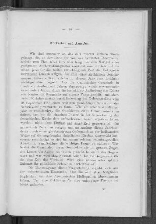 Rückschau und Ausschau.