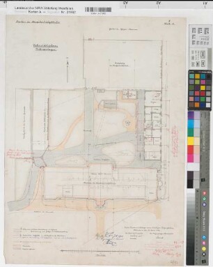 Münster (Münster) Oberpräsidialgebäude Lageplan mit Nebenanlagen 1903 1 : 200 65 x 48 kol. Zeichnung Staatshochbauamt Münster