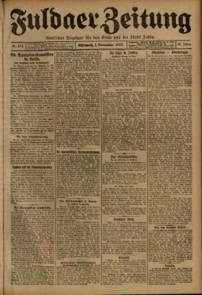 Ausgabe vom Mittwoch, den 01. November 1922.