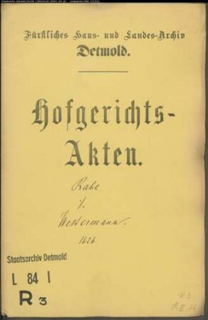 Rabe, Henrich gegen Johann Westermann - Schuldforderung