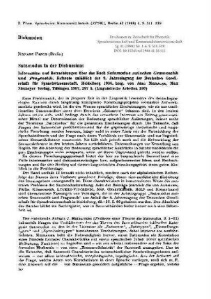 Satzmodus in der Diskussion