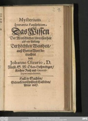 Mysterium Ignorantiae Pansophicum