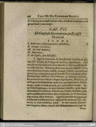 Caput VII. De Consensu Recentiorum, in Ecclesia Orientali