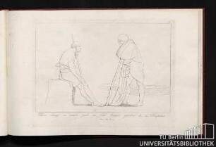 Ulisse changé en pauvre parle au fidel Eumée gardien de ses Troupeaux. Hom. Ody. Ch. 4