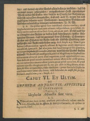 Caput VI. Et Ultim. De Urphedae Adiunctis, Affinibus Et Contrariis.