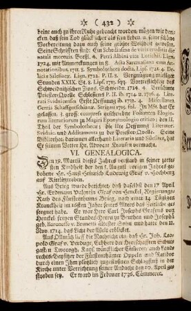 VI. Genealogica.
