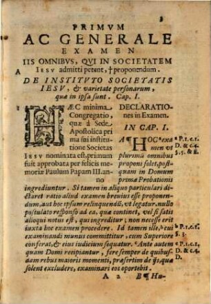 Constitutiones examinis generalis Societatis Jesu : c. earum declarationibus