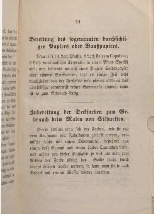 Bereitung des sogenannten durchsichtigen Papiers oder Paußpapiers.