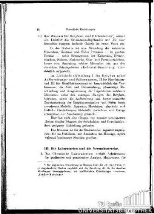 III. Die Laboratorien und die Versuchsstrecke