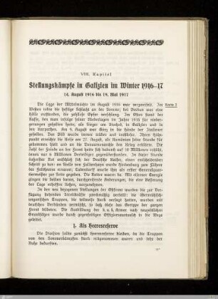 VIII. Stellungskämpfe in Galizien im Winter 1916-17