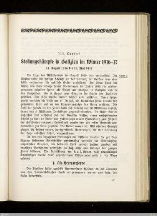 VIII. Stellungskämpfe in Galizien im Winter 1916-17