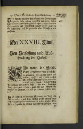 Der XXVIII. Titul.