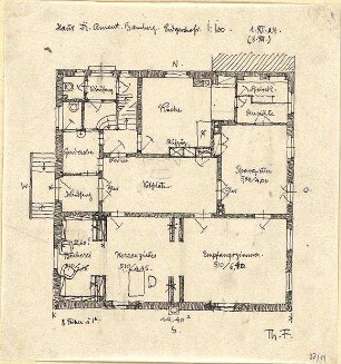 Fischer, Theodor; Bamberg; Haus Dr. Ament - Grundriss EG