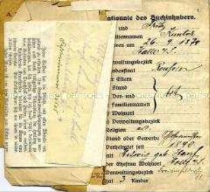Soldbuch (Nr. 1368 der Stammrolle) des Landsturm-Rekruten Fritz Kunter