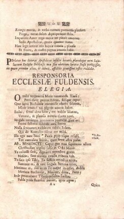 Responsoria Ecclesiae Fuldensis. Elegia.