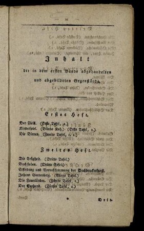 Inhalt der in dem ersten Bande abgehandelten und abgebildeten Gegenstände